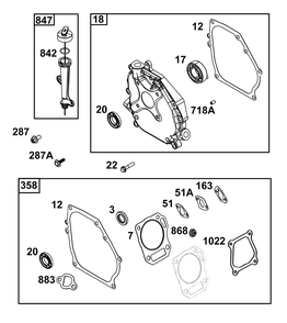 Crankcase Cover/Sump And Lubrication Group Diagram and Parts List for 13A135-0026-F1 100000 - 19Z999 Briggs and Stratton Engine